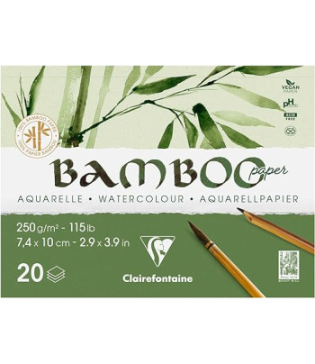Альбом-склейка д/акварелі 250г др.зерно бамбук 100% Bamboo Clairefontaine 20арк.7,4х10см А7