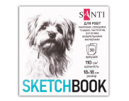 Альбом-склейка д/графіки 110гр на підкл."Animals" Santi 30арк.18х18см КРЕМОВИЙ