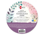 Папір д/акварелі 200г сер.зерно 100% цел. Santi упак.20арк.круглий d15см
