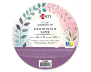 Папір д/акварелі 200г сер.зерно 100% цел. Santi упак.15арк.круглий d55см