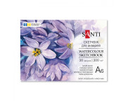 Альбом-склейка д/акв.200г сер.зерно 100% цел.обкл.м'яка на підкладці Santi 20арк 10,5х14,8см А6