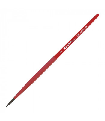 Пензель из волоса Микс(соболь+синтетика) КРУГЛАЯ/ручка коротк.червона,обойма soft-touch "AQUA red" Roubloff №3