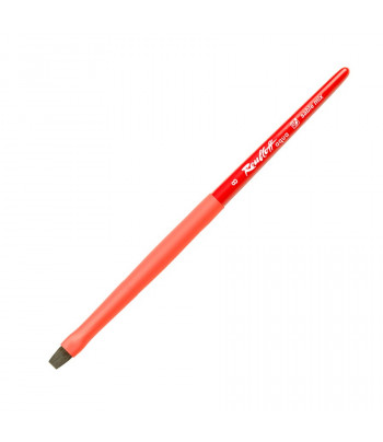 Пензель из волоса Микс(соболь+синтетика) ПЛОСКАЯ/ручка коротк.червона,обойма soft-touch "AQUA red" Roubloff №8