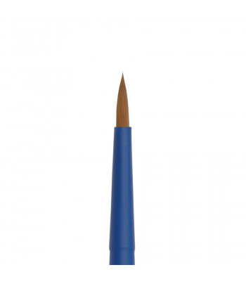 Пензель из волоса коричневой синтетики КРУГЛАЯ ручка кортк.СИНЯ,обойма soft-touch "AQUA blue" Roubloff №5