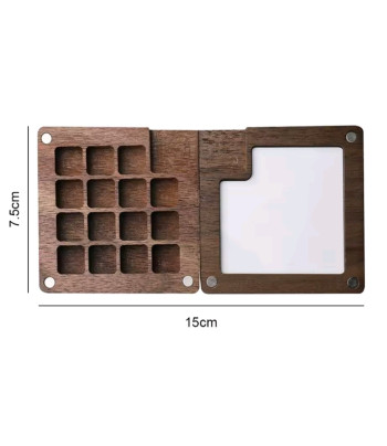 Пенал-палітра дерев'яний для акварелі на 15кол.7,5х7,5см