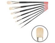 *Пензель жорсткий ОВАЛЬНИЙ,волос синтетика біла,Milk Kolos ручка довга чорна 1108FR №12