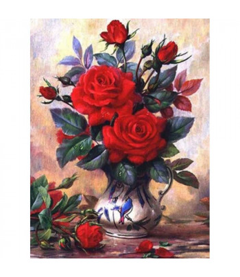 40х50см Н-р живопис за номерами "Червоні троянди"(полотно/підр.+акрил.фарби.+пензель+інструкц)