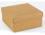Коробка картонна порожня (з 2-х частин) "Подарункова" № М0027-о13 140х140х70мм  КРАФТ;